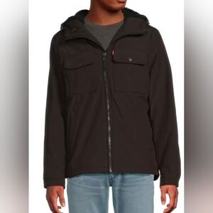 Levi's Size MD Or LG Men's Work Stormshell Faux Fur-Lined Hooded Jacket Black